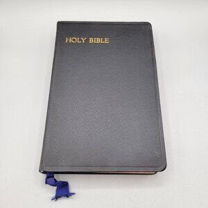 1958 Holy Bible Collins KJV Black Gold Lettering Red Gilded Edges Color Maps